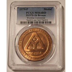 1970 P Wichita Kansas Centennial Bronze Medal D1970-1b MS64 RED PCGS